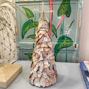 Mother-of-Pearl 12” Shell Tree: Handcrafted Coastal Christmas Decor