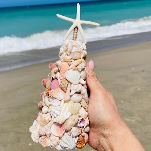 Handmade 9” Seashell Tree: Coastal Christmas Decor - Sanibel Island Shells