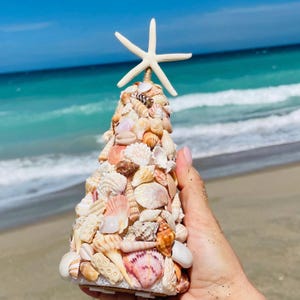 Handmade 9” Seashell Tree: Coastal Christmas Decor - Sanibel Island Shells