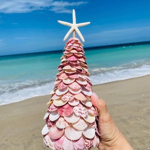Handmade 12” Scallop Shell Tree: Coastal Christmas Decor, Sanibel Island Art