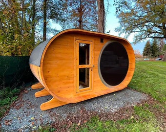 Sauna de jardin extérieur Sauna tonneau Sauna extérieur DeLux Panorama 3,9 x 2,4 m