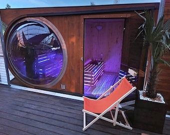 Barrier-free garden sauna, garden sauna, outdoor sauna