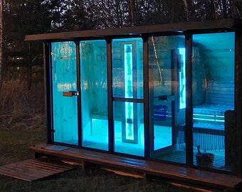 Sauna de jardin HORISONT M4 sauna extérieur sauna avec salle de relaxation