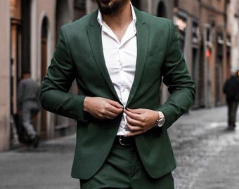 Menista Suit Premium Zweiteiler Grün Herrenanzug für Hochzeit, Verlobung, Abschlussball, Bräutigam tragen und Groomsmen Anzüge