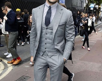 Menista  Suit Premium Three Piece Grey Mens Suit for Wedding, Engagement, Prom, Groom wear and Groomsmen Suits