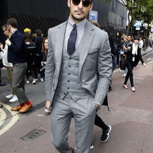Menista  Suit Premium Three Piece Grey Mens Suit for Wedding, Engagement, Prom, Groom wear and Groomsmen Suits Gift for him