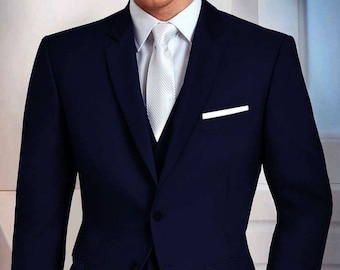 Menista Elegant Navy Three Piece Suit: Men's Wedding & Groom Attire