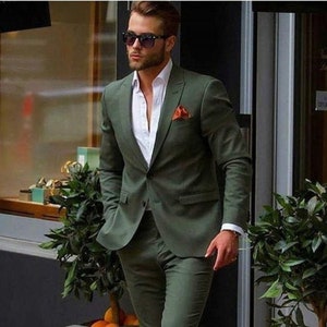Menista  Suit Classy Two Piece Olive Green Mens Suit for Wedding, Engagement, Prom, Groom wear and Groomsmen Suits
