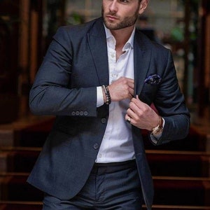 Menista Navy Blue Suit: Stylish Two-Piece Wedding & Prom Suit