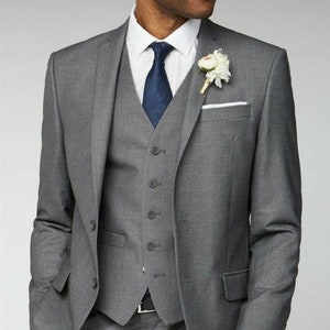 Menista  Suit Designer Three Piece Grey Mens Suit for Wedding, Engagement, Prom, Groom wear and Groomsmen Suits