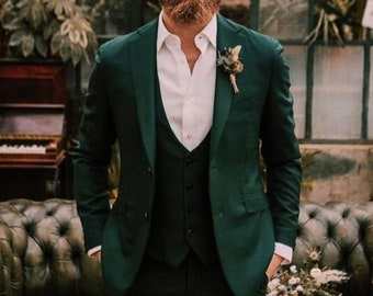 Menista Slim Fit Suit Premium Three Piece Green Mens Suit for Wedding, Engagement, Prom, Groom wear and Groomsmen Suits