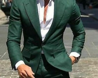 Elegant Green Men's Suit: Two Piece Wedding Groom Suit