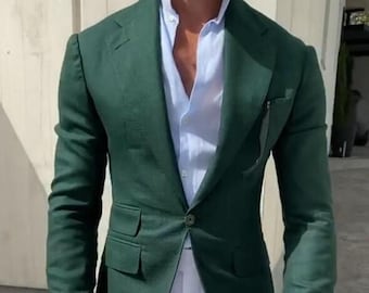 Menista Green Slim Fit Suit, Two Piece Wedding Suit