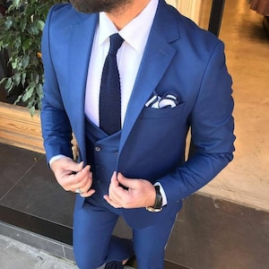 Menista  Suit Elegant Three Piece Blue Mens Suit for Wedding, Engagement, Prom, Groom wear and Groomsmen Suits