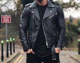 Men Custom Brown Lambskin Motorcycle Biker Slim Fit Leather Jacket for ...