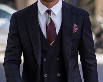 Menista Dark Navy Three Piece Suit: Wedding, Prom, Groom Wear