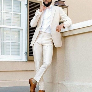 Cream suit men best sale