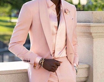 Menista  Suit Elegant Two Piece Peach Mens Suit for Wedding, Engagement, Prom, Groom wear and Groomsmen Suits