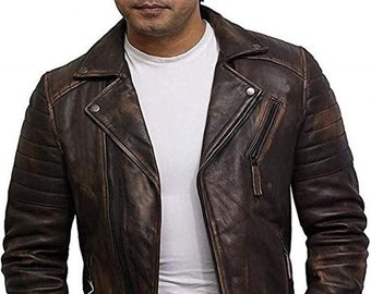 Menista  Custom Brown Lambskin Motorcycle Biker Slim Fit Leather Jacket for Men | Vintage Style Customized Leather Jacket | Gift for him