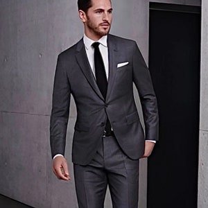 Menista  Suit Stylish Two Piece Grey Mens Suit for Wedding, Engagement, Prom, Groom wear and Groomsmen Suits