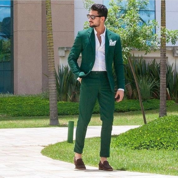 Menista Men's Classic Cadmium Green 2 Piece Slim Fit Suit - Etsy