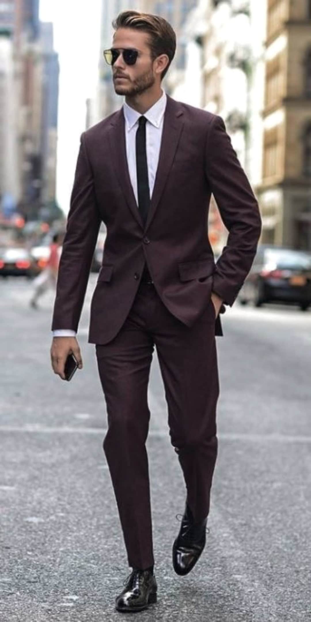 Menista Suit Classy Two Piece Wine Mens Suit for Wedding - Etsy