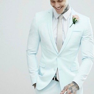 Menista Custom Slim Fit Suit Premium Two Piece Mint Green Mens Suit for Wedding, Engagement, Prom, Groom wear and Groomsmen Suits
