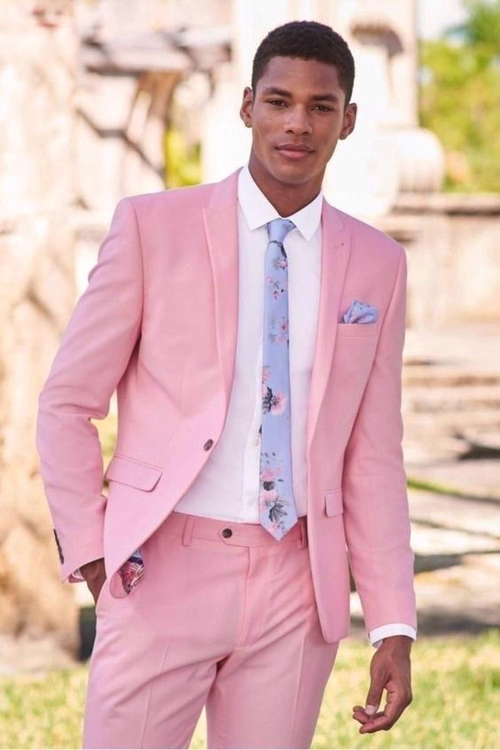 ASOS DESIGN wedding skinny suit jacket in pastel pink crosshatch - ShopStyle