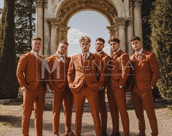 Rust Terracotta Men's 3-Piece Suit: Wedding, Prom, Groom Wear