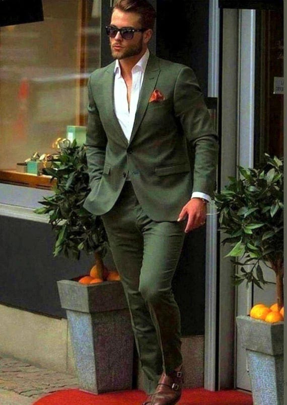 green dress shirt with suit Hisdern Wrinkle-resistant Green Dress Shirt and Paisley Tie M