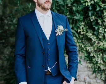 Men Suit Slim Fit Elegant Three Piece Navy Mens Suit for Wedding ...