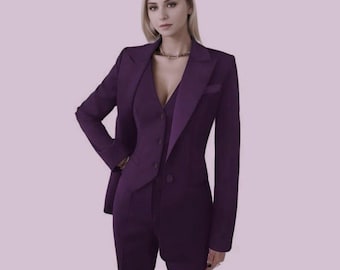 Women Bespoke Slim Fit Suit Three piece  Piece Purple New Style  Women, Suit for Wedding, Engagement, Winter, and  Party wear Suits