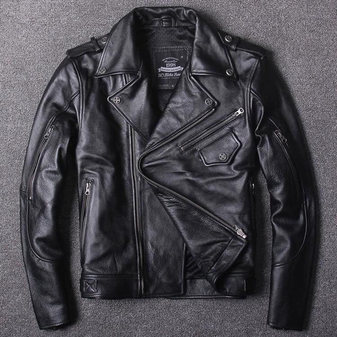 Menista Custom Black Lambskin Motorcycle Biker Slim Fit Leather Jacket ...
