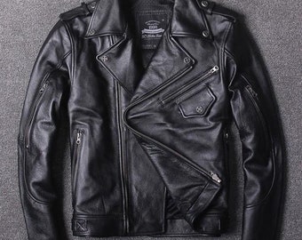 Menista  Custom Black Lambskin Motorcycle Biker Slim Fit Leather Jacket for Men | Vintage Style Customized Leather Jacket | Gift for him