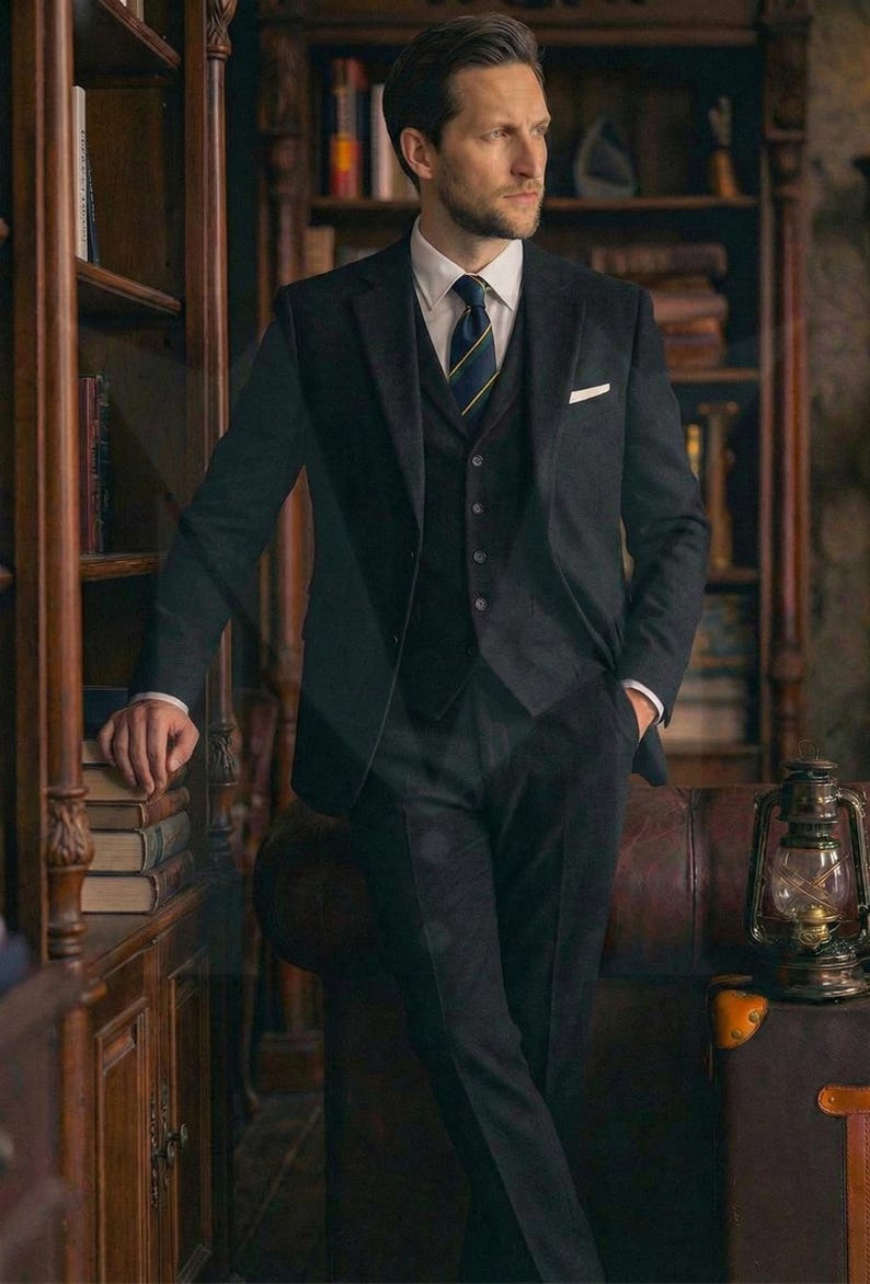 Tailored Brown Tweed Suit: Men's 3-Piece Wedding Groom Wear image 5