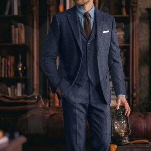 Tailored Brown Tweed Suit: Men's 3-Piece Wedding Groom Wear image 7