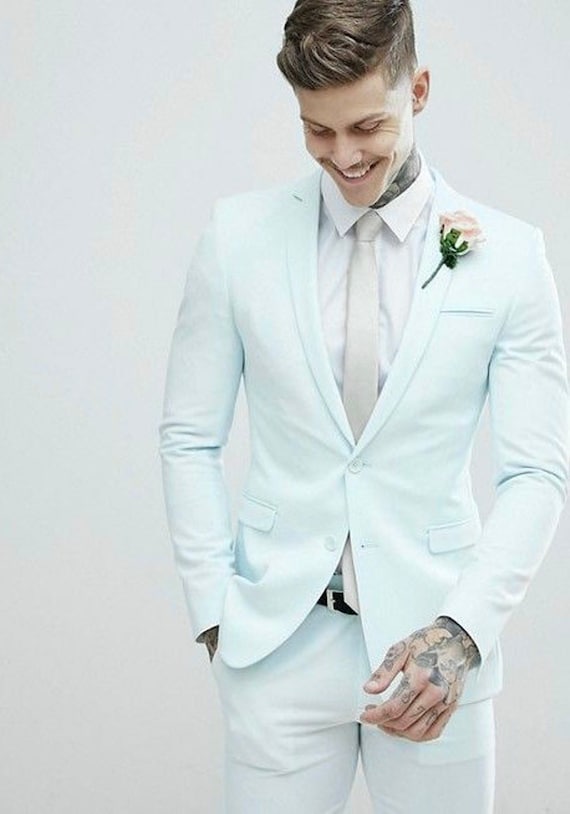 Mint Green Suit: Menista Slim Fit Two-Piece Suit Mint Green Suit: Menista Slim Fit Two-Piece Suit