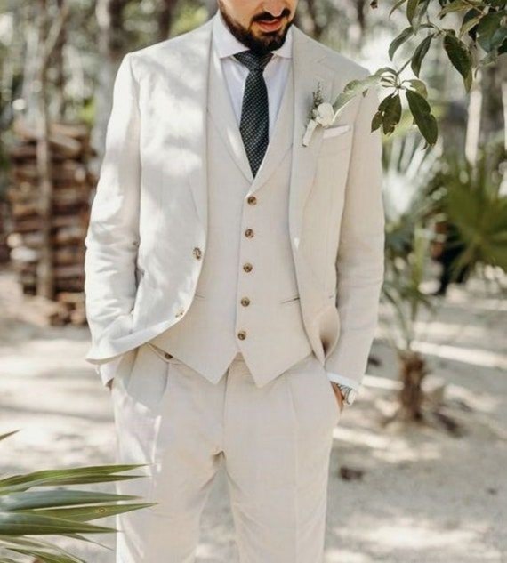 Wehilion Men's Suit Vest White Business Formal Dress With 3 Pockets