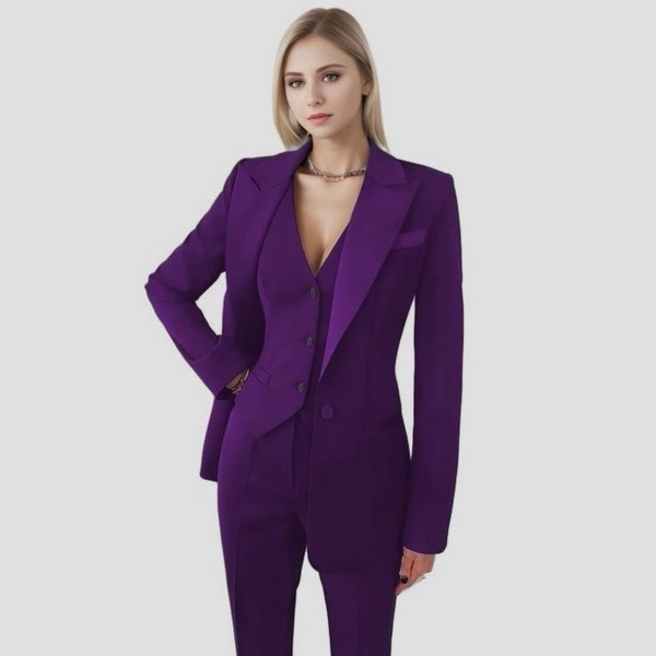 Women Bespoke Slim Fit Suit Three piece  Piece Purple New Style  Women, Suit for Wedding, Engagement, Winter, and  Party wear Suits