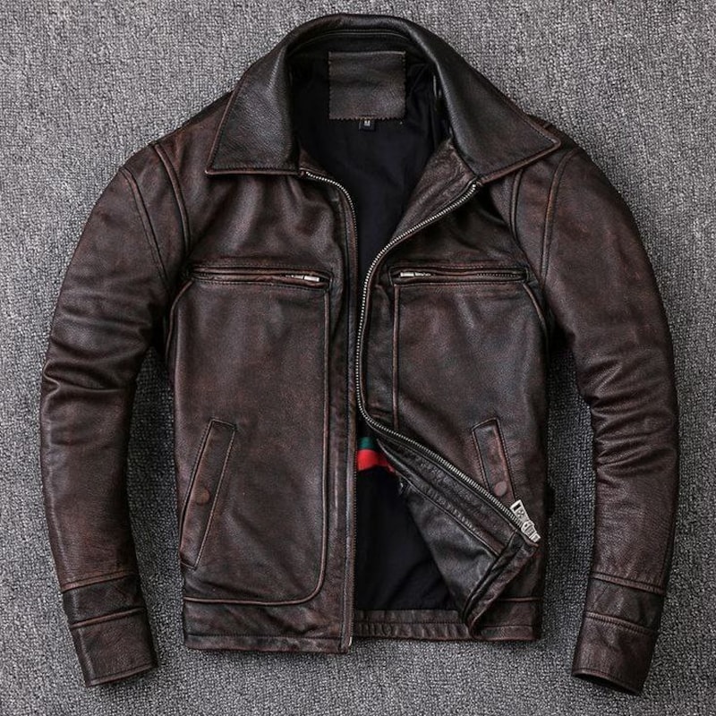 Wunderschone Herren Vintage Lederjacke Ebenbild