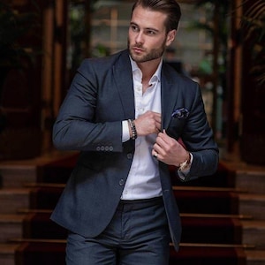 Menista  Suit  Stylish Two Piece Navy Mens Suit for Wedding, Engagement, Prom, Groom wear and Groomsmen Suits
