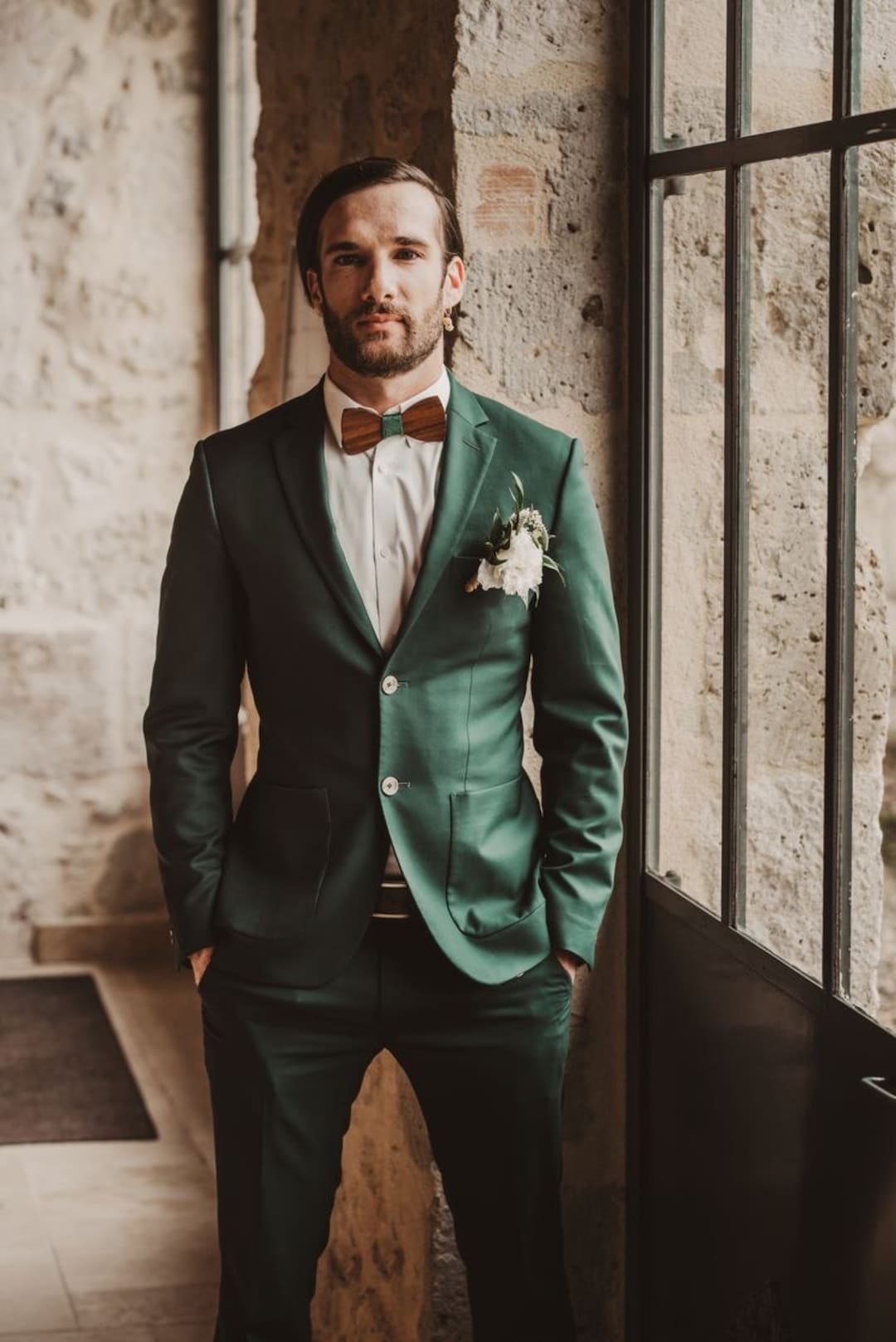 Traje verde de dos piezas: elegante atuendo para bodas y graduaciones  masculinas México