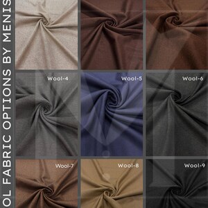 Puede incluir: Nueve muestras de tela en diferentes colores y texturas, etiquetadas de Wool-1 a Wool-9. Las muestras est&aacute;n dispuestas en una cuadr&iacute;cula de tres filas y tres columnas.