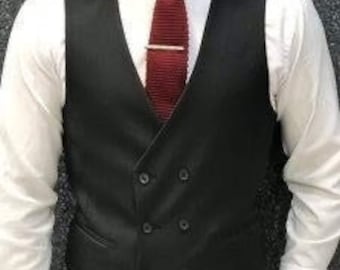 Men's Custom Black Waistcoat: Adjustable Back, Groom/Groomsmen Vest