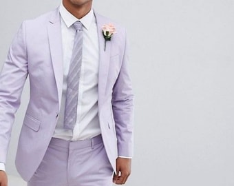 Menista Custom Suit Premium Two Piece Light lavender Purple Men's Suit for  Wedding, Engagement, Prom, Groom wear and Groomsmen Suits