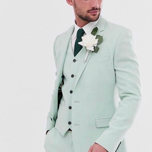 Menista  Suit Stylish Three Piece Green Mens Suit for Wedding, Engagement, Prom, Groom wear and Groomsmen Suits