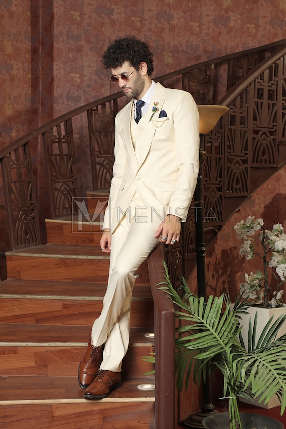 Menista Custom Slim Fit Suit Classy Three Piece Beige Mens Bespoke Suit for  Wedding, Engagement, Prom, Groom Wear and Groomsmen Suits -  New Zealand