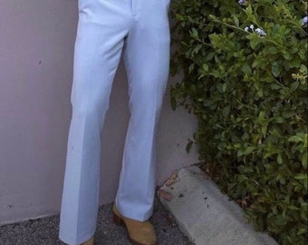 Menista Elegant Men Slim Fit Custom Blue Trouser For Business Formal Bespoke Flares, Bell bottom Pant For Him