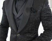 Black printed tuxedo jacket hotsell