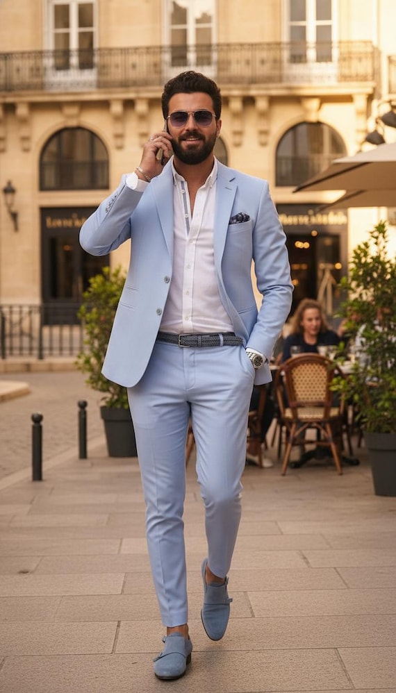 Menista Suit Premium Two Piece Sky Blue Mens Suit for Wedding, Engagement,  Prom, Groom Wear and Groomsmen Suits - Etsy New Zealand